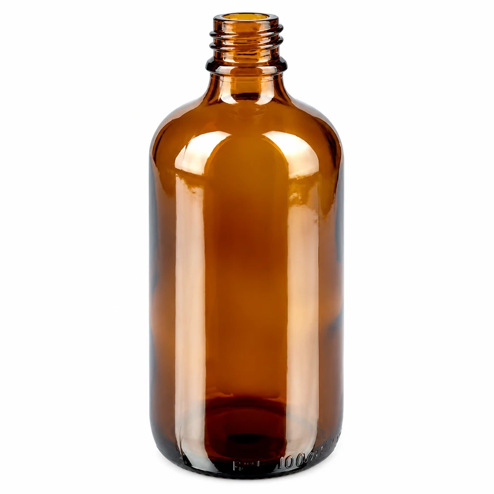 Universelle 100ml Tropfflasche aus braunem Borosilikatglas mit standardisiertem UT18 Verschluss