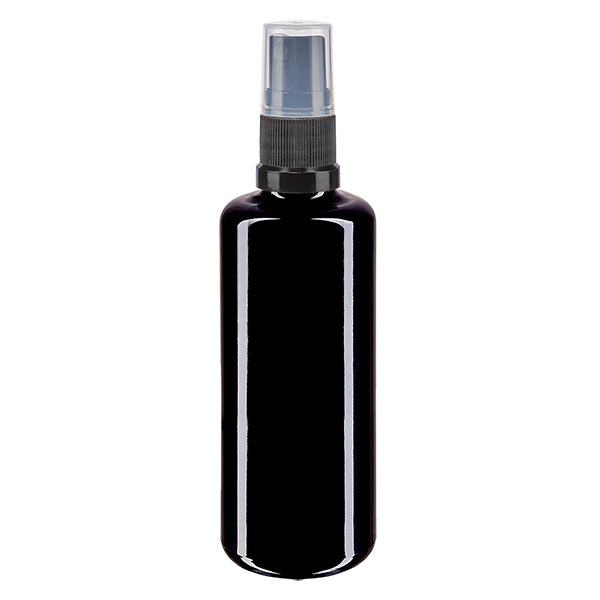 Apothekenflasche violett 100ml Sprayaufsatz schwarz