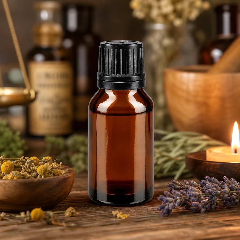Kleine braune Glasflasche 15ml mit präzisem Tropfverschluss schwarz für Tinktur und Öle