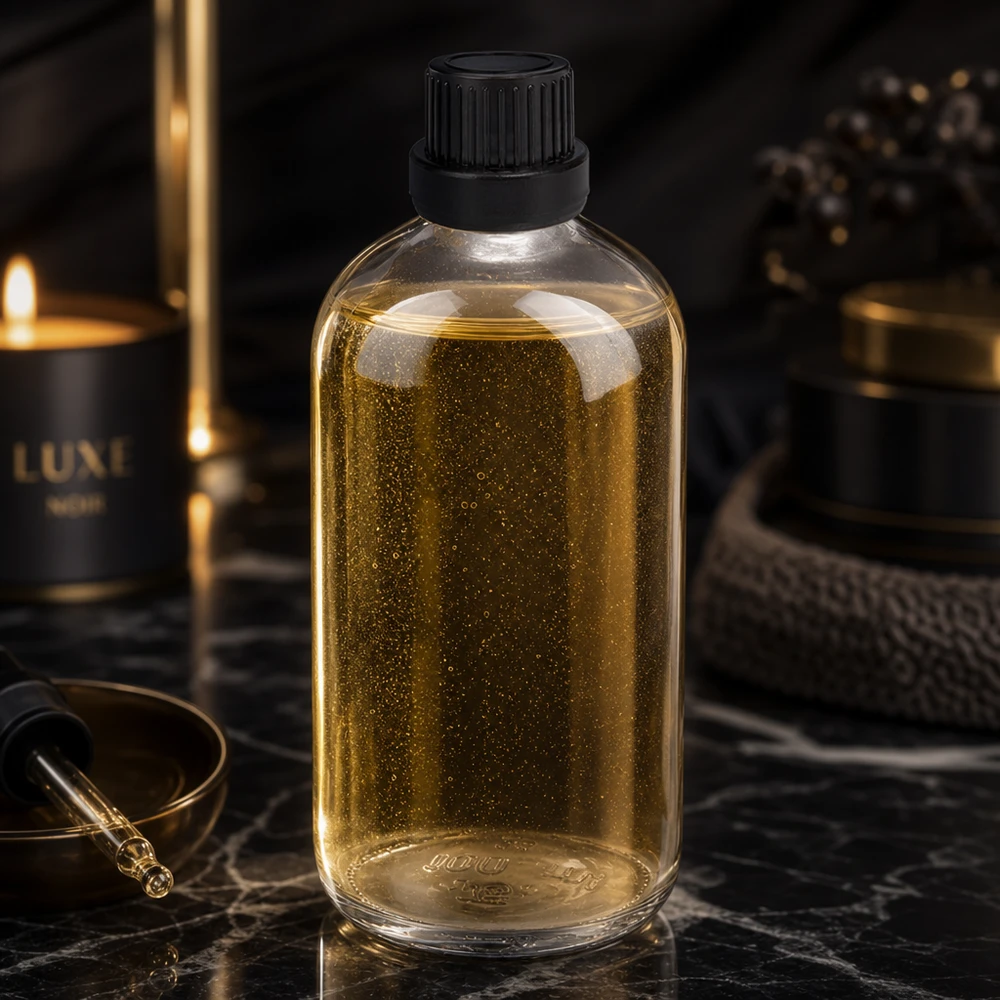 Wiederverschließbare 100ml Tropfflasche Klarglas schwarzer Originalitätsverschluss Marmoroptik UT18