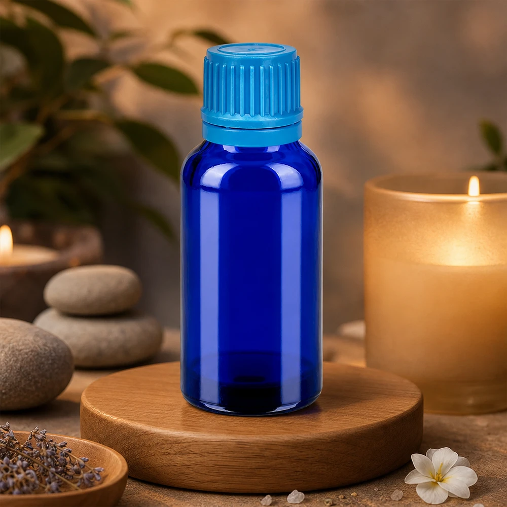 30ml Flasche 11mm Schraubverschluss blau Originalitätsverschluss BlueLine UT18/30 Stilvolle blaue 30ml Flasche mit kindersicherem Verschluss für den Hausgebrauch