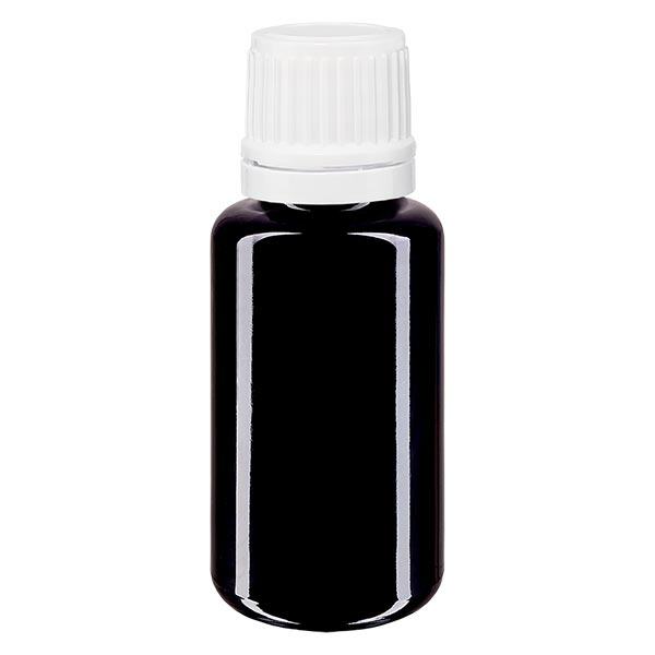 Apothekenflasche violett 20ml Tropfverschluss 1.2mm weiß Originalitätsverschluss Apothekenflasche violett 20ml Tropfverschluss 1.2mm weiß Originalitätsverschluss