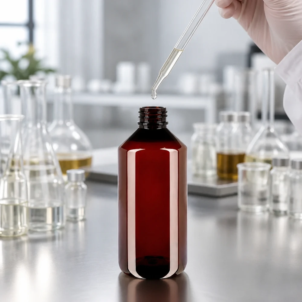 UV-schützende PET Weithalsflasche 1000ml mit geriefeltem Originalitätsverschluss für Öle