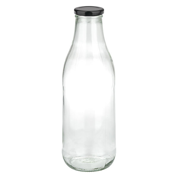 1000ml Glasflasche + BasicSeal Deckel schwarz UNiTWIST