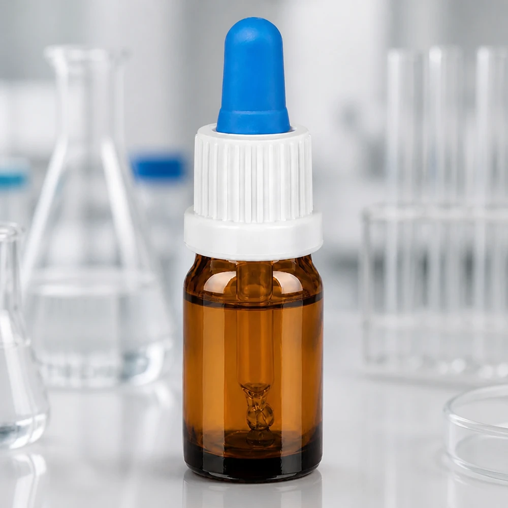 5ml Pipettenflasche weiß/blau Originalitätsverschluss BrownLine UT18/5 Kompakte Glasflasche 5ml braun mit hygienischem Tropfsystem für sterile Lösungen