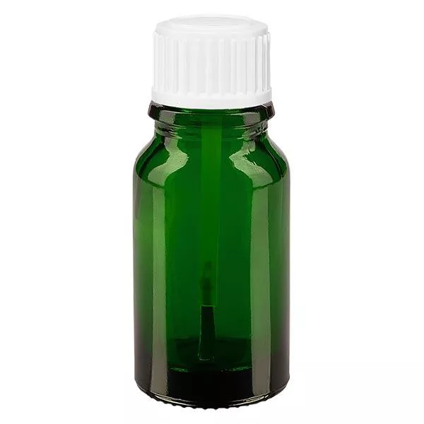 Apothekenflasche grün 10ml Schraubverschluss weiß Pinsel