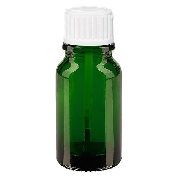 Apothekenflasche grün 10ml Schraubverschluss weiß Pinsel Apothekenflasche grün 10ml Schraubverschluss weiß Pinsel