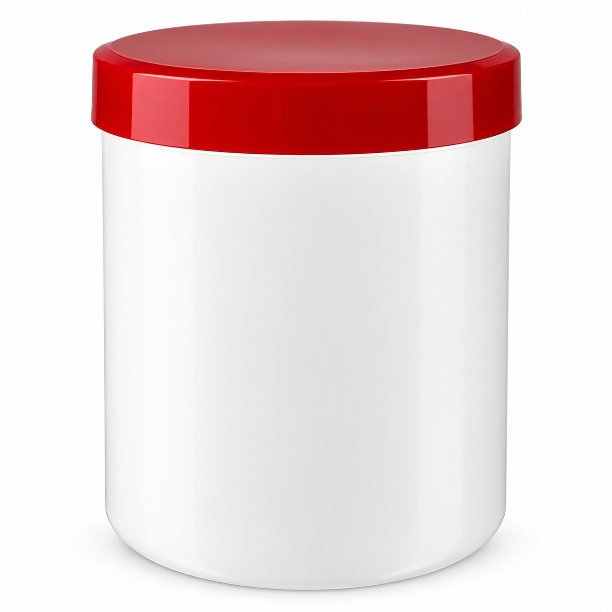 Salbenkruke 100g weiß mit rotem Schraubdeckel (Polypropylen) – qualitätsoptimiertes Produktfoto