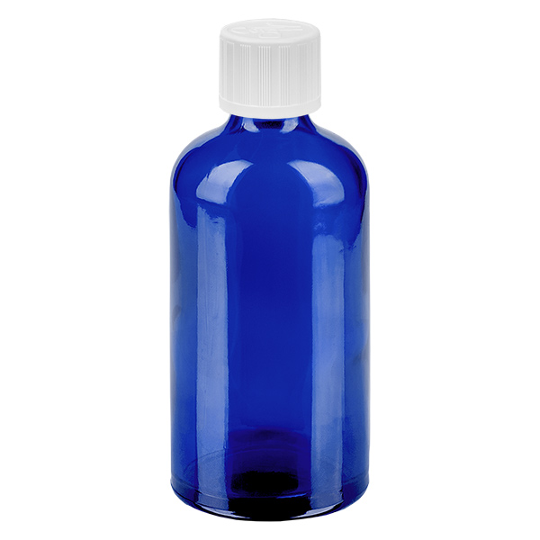 100ml Flasche 11mm Schraubverschluss weiß Standard Kindersicherung BlueLine UT18/100