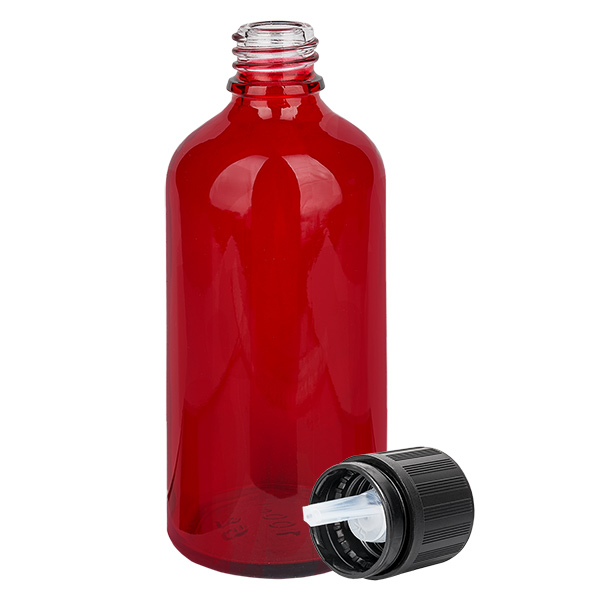 100ml Tropfflasche 1mm schwarz Originalitätsverschluss Kindersicherung Blindenwarnsymbol RedL. UT18/100