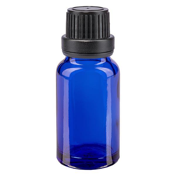 Apothekenflasche blau 10ml Tropfverschluss Giessring 2mm schwarz Originalitätsverschluss Apothekenflasche blau 10ml Tropfverschluss Giessring 2mm schwarz Originalitätsverschluss