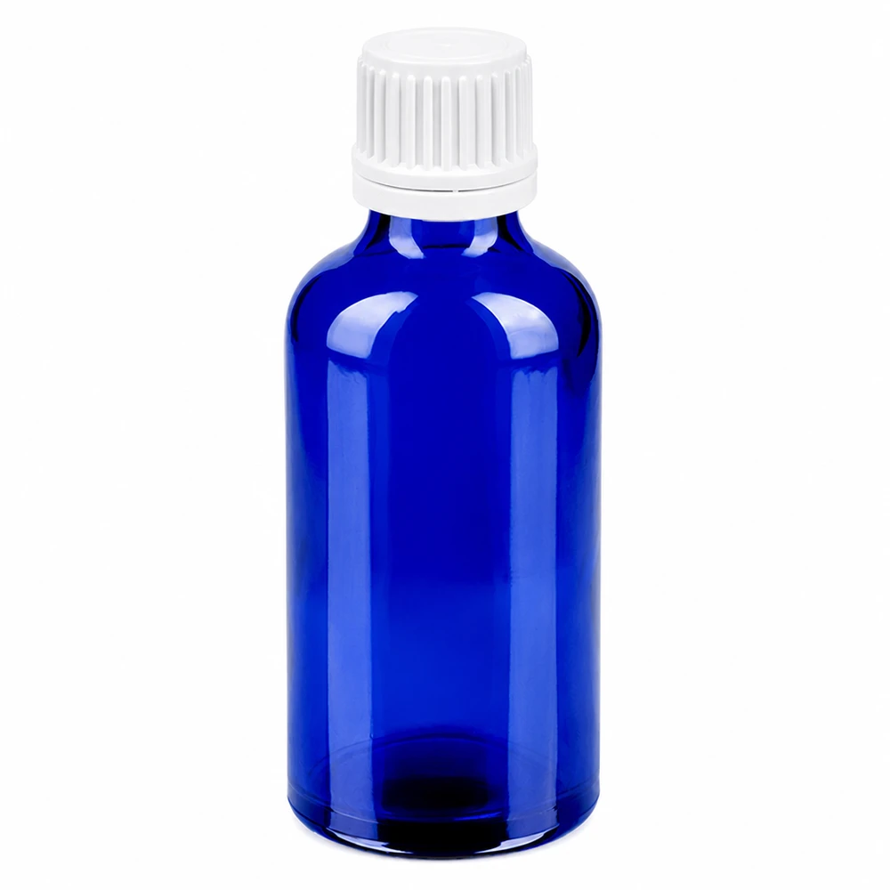 50ml Flasche 11mm Schraubverschluss weiß Originalitätsverschluss BlueLine UT18/50 Professionelle 50ml Laborflasche mit Schraubdeckel für sichere Aufbewahrung