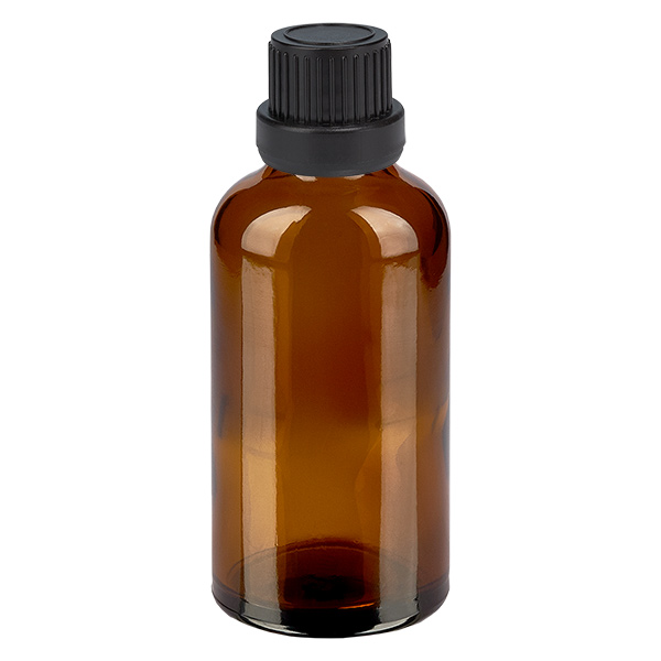 50ml Tropfflasche 2mm schwarz Originalitätsverschluss BrownLine UT18/50
