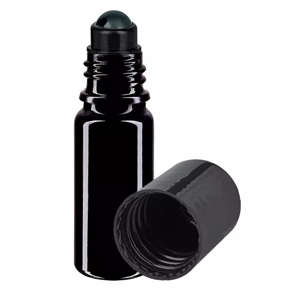 Apothekenflasche violett 10ml Roll-On Verschluss schwarz Apothekenflasche violett 10ml Roll-On Verschluss schwarz