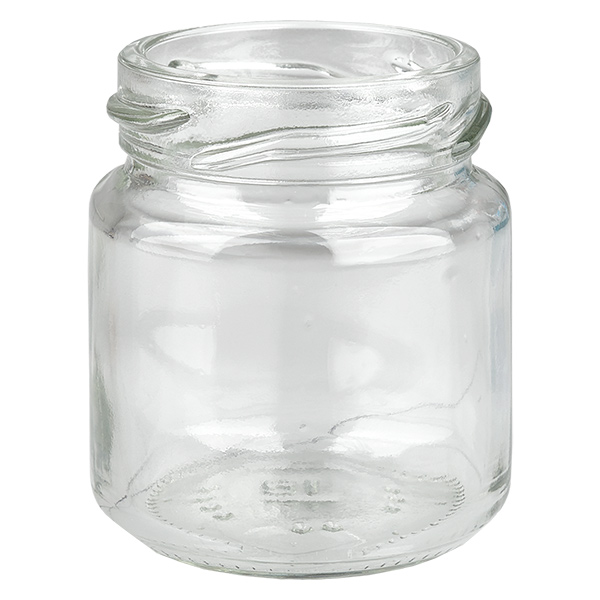 Glastiegel 53ml klar, ohne Deckel, Gewinde TO43 Glastiegel 53ml klar, ohne Deckel, Gewinde TO43