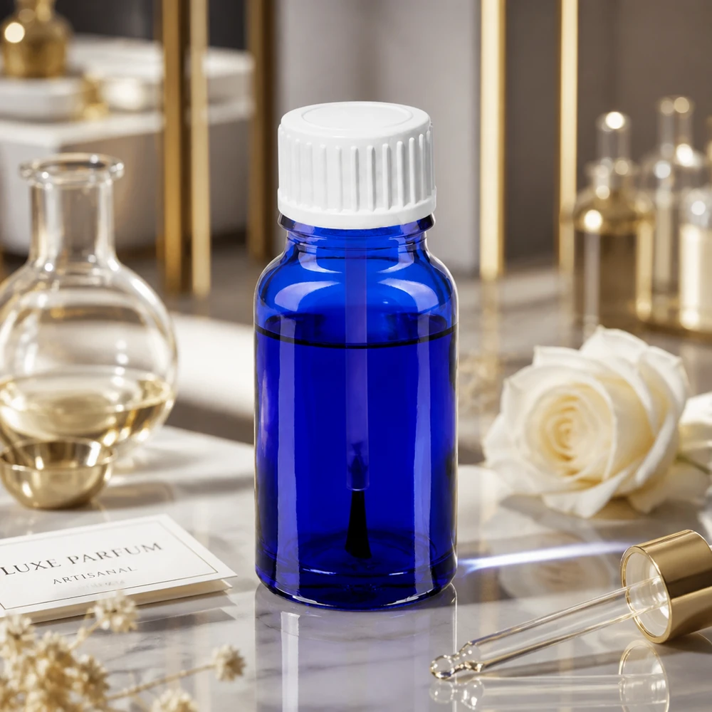 Blaue 10ml Pinselflasche STD BlueLine UT18/10 mit weißem Schraubverschluss für Fachbereiche