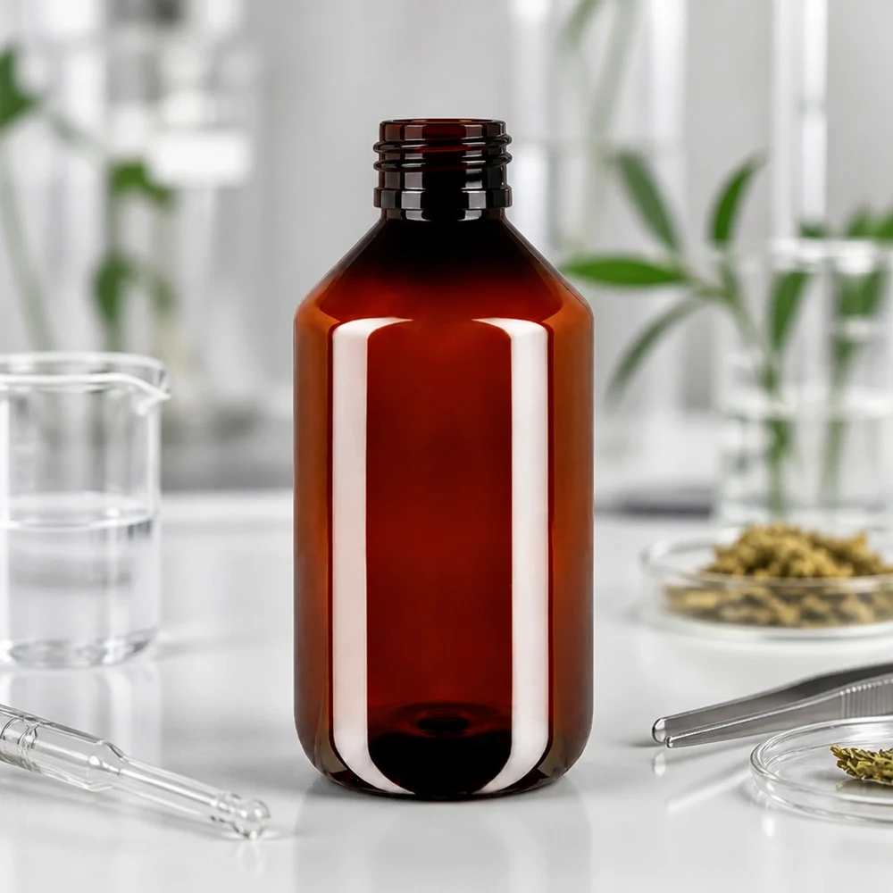PET Flasche 500ml mit grünem Verschluss Originalitätsverschluss Robuste PET Weithalsflasche 500ml bernsteinfarben mit manipulationssicherem Originalverschluss