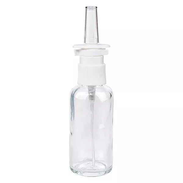 Apothekenflasche klar 30ml Nasenzerstäuber weiß Standard Apothekenflasche klar 30ml Nasenzerstäuber weiß Standard