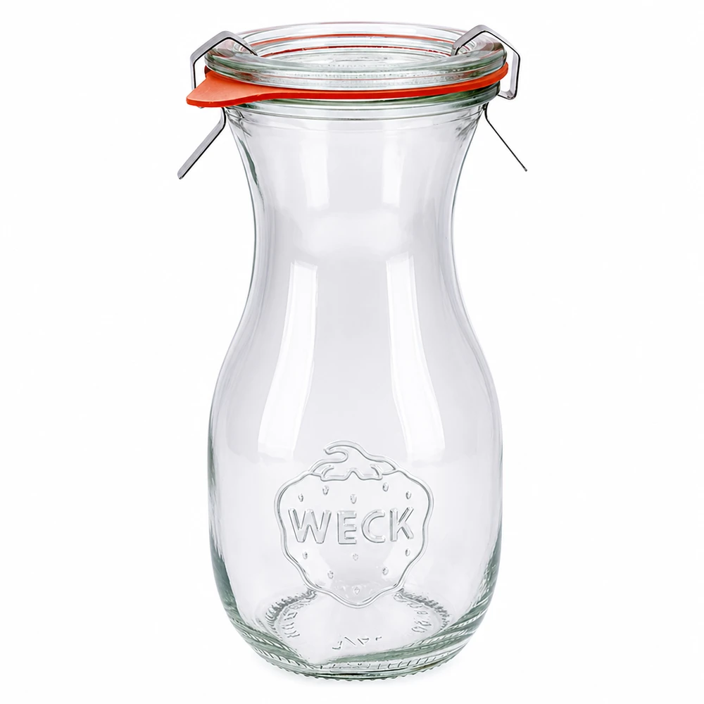 290ml Saftflasche komplett WECK RR60 WECK Saftflasche 290ml mit Glasdeckel und Gummiring RR60 Einmachglas für Säfte und Konserven