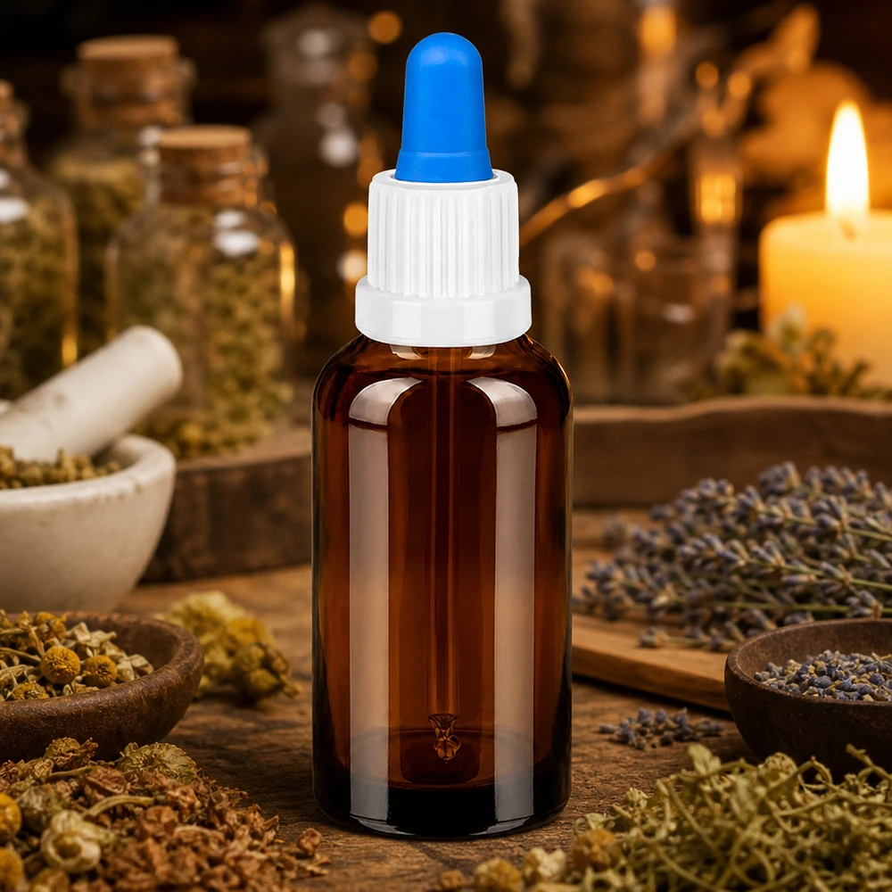 30ml Pipettenflasche weiß/blau Originalitätsverschluss BrownLine UT18/30 30ml BrownLine Flasche mit auslaufsicherem Verschluss - zuverlässige Aufbewahrung flüssiger Präparate