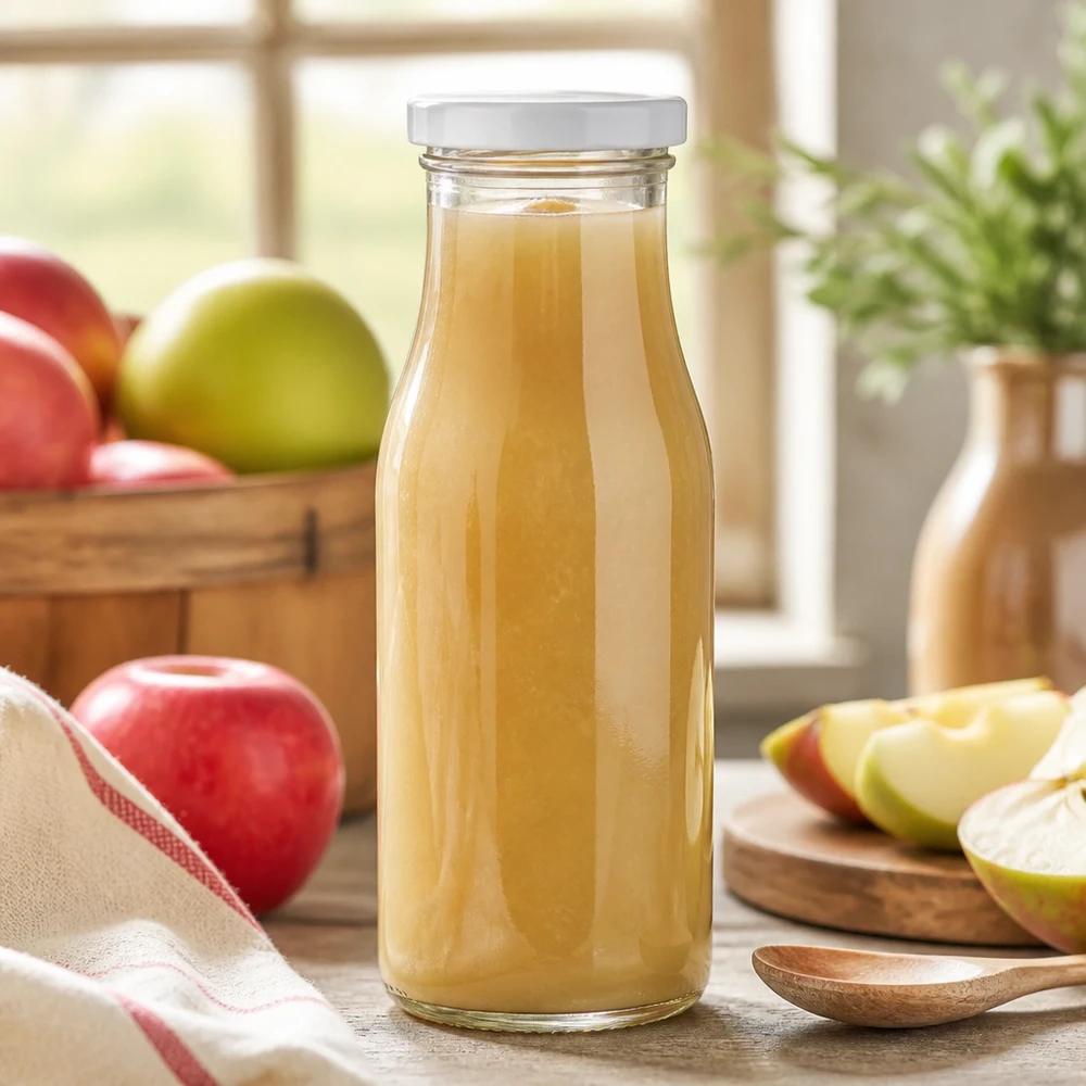 Hygienische 150ml Glasflasche mit weißem Deckel UNiTWIST für frisch gepresste Obstsäfte