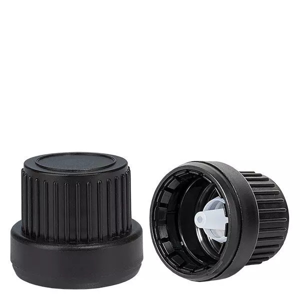 TropfVerschluss 2mm Top schwarz 18mm mit Originalitätsverschluss
