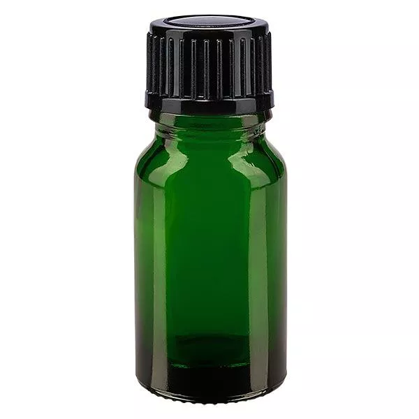 Apothekenflasche grün 10ml Tropfverschluss 1mm schwarz Standard