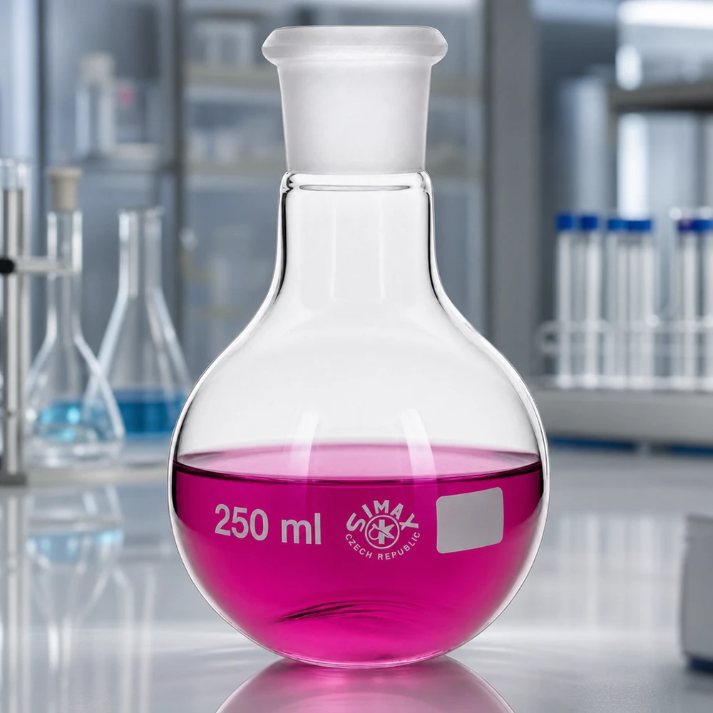 Chemiekolben 250ml Volumen mit Normschliff-Verbindung für Laboraufbauten und Tests