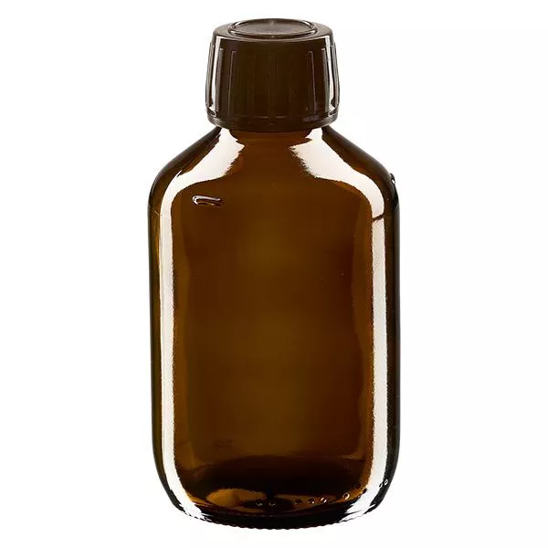 200ml Medizinflasche braun, Verschluss braun mit Originalitätsring ApoGlas