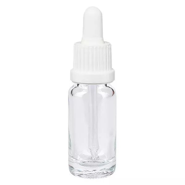 Apothekenflasche klar 10ml Pipette weiß Originalitätsverschluss