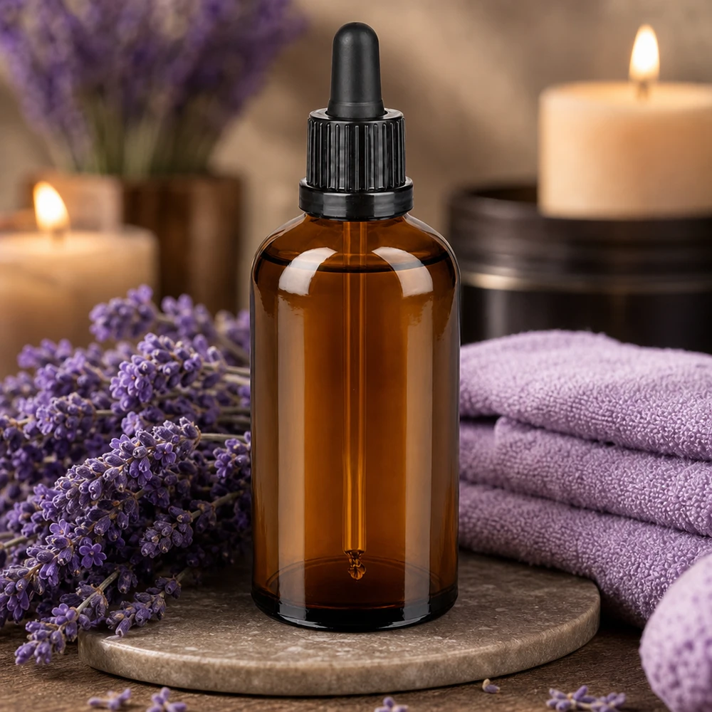 Braune 100ml Pipettenflasche mit schwarzer Gummi-Pipette für Naturkosmetik