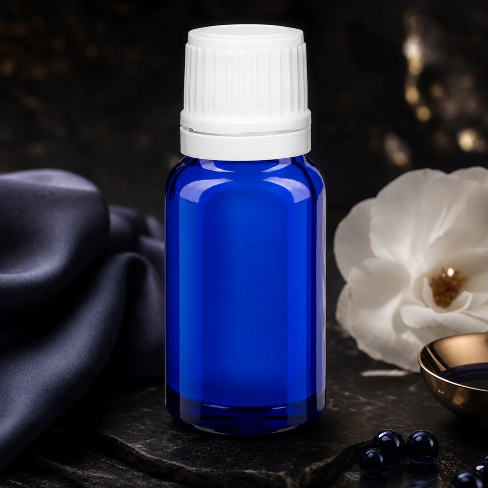 Apothekenflasche blau 10ml Schraubverschluss weiß Originalitätsverschluss Professionelle Abfüllflasche 10ml blau Glas weißer Verschluss für Kosmetikherstellung