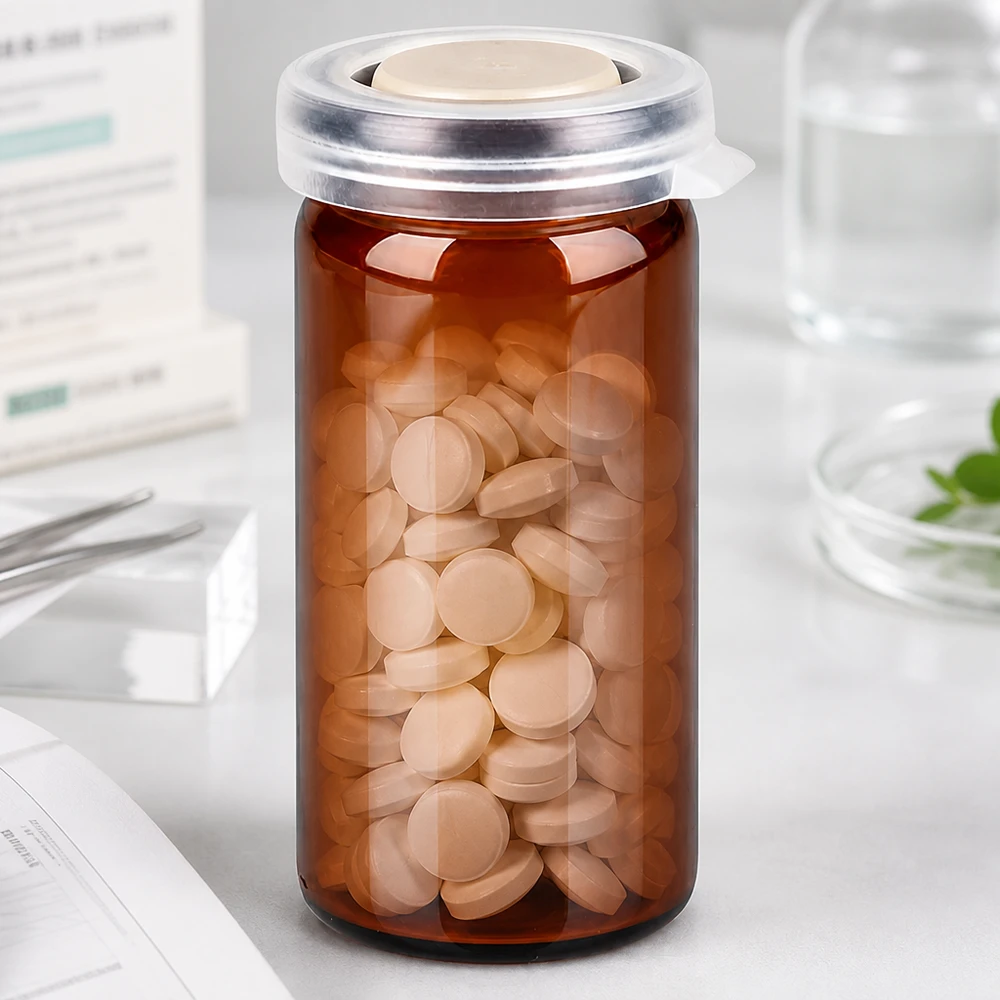 Tabletten/Rollrandglas 10ml braun mit Schnappdeckel Pharmazeutisches Lagerglas 10ml lichtgeschützt braun mit Schnappdeckel für Tabletten und Pillen