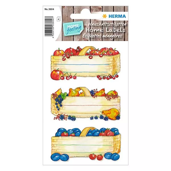 Küchenetiketten "Obstkörbe" (12 Aufkleber)