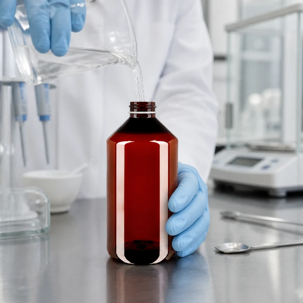 PET Flasche 750ml mit weißem Originalitätsverschluss geriffelt Lichtschutzflasche aus PET 750ml mit weißem Schraubverschluss für chemische und pharmazeutische Anwendungen
