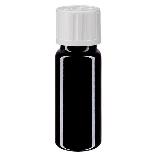 Apothekenflasche violett 10ml Tropfverschluss weiß Kindersicherung Standard Apothekenflasche violett 10ml Tropfverschluss weiß Kindersicherung Standard