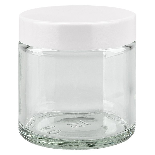 60ml Glastiegel. klar, mit weißem Bakelit ApoGlas 60ml Glastiegel. klar, mit weißem Bakelit ApoGlas