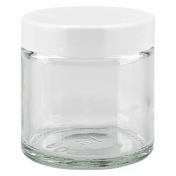 60ml Glastiegel. klar, mit weißem Bakelit ApoGlas 60ml Glastiegel. klar, mit weißem Bakelit ApoGlas