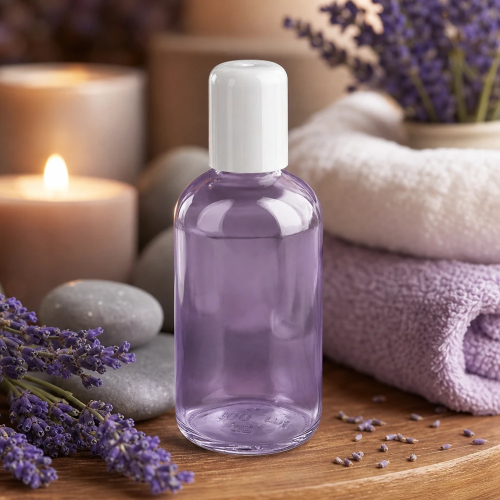 100ml befüllte Roll-On Flasche ClearLine weiss mit Lavendulaöl im Wellness und Beauty Bereich