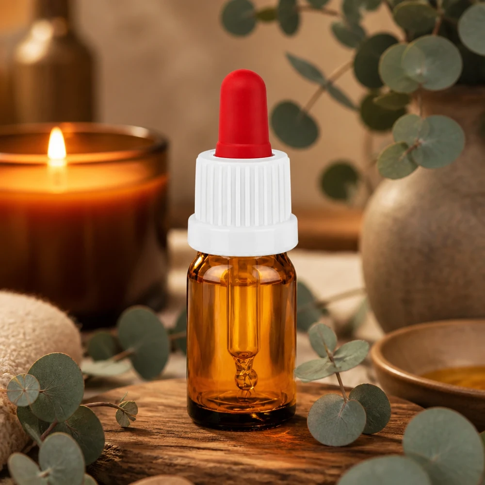 5ml Pipettenflasche weiß/rot Originalitätsverschluss BrownLine UT18/5 Handliche 5ml Glasflasche mit roter Pipette ideal für DIY Kosmetik und Naturheilkunde
