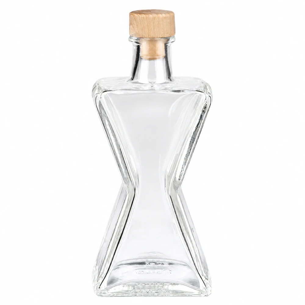 200ml Glasflasche Star mit Holzgriff-Korken UNiTWIST - elegante sternförmige Flasche aus klarem Glas mit Holzkorken