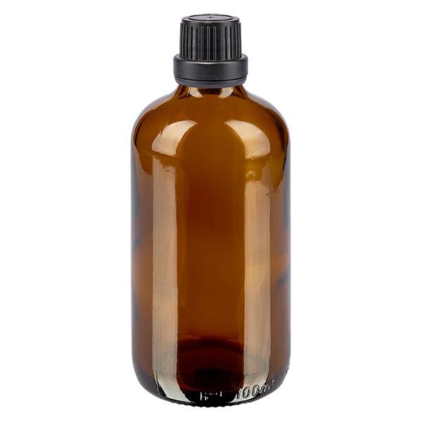 Apothekenflasche braun 100ml Schraubverschluss schwarz Dichteinlage Originalitätsverschluss