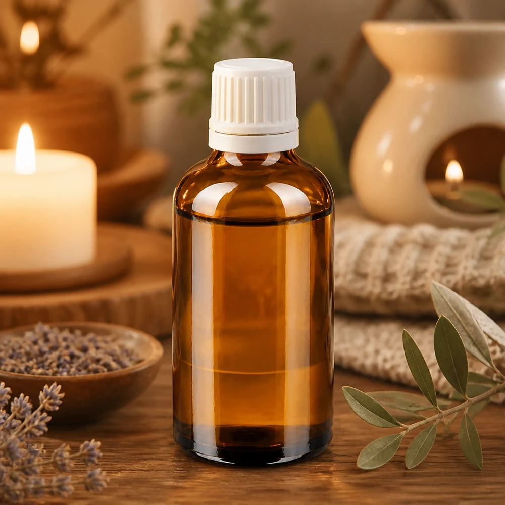 Tropfflasche 50ml aus braunem Apothekerglas mit weißem Sicherheitsverschluss naturkosmetik