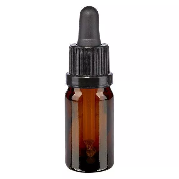 Apothekenflasche braun 5ml Pipette schwarz Originalitätsverschluss