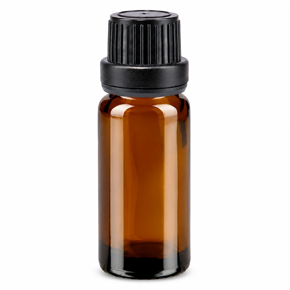 10ml Apothekerglas braun mit 2mm Tropföffnung und schwarzem Originalitätsverschluss OV