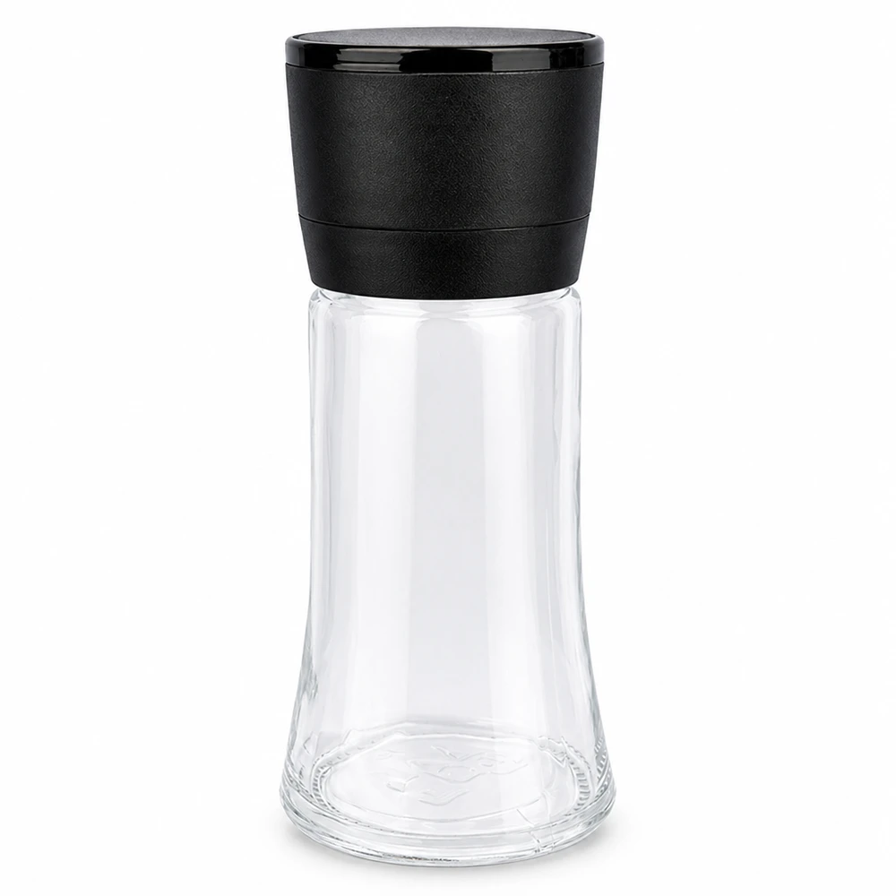 Salz-/Gewürzglas 95ml mit Mühle Vario schwarz Handliche Salzmühle aus Glas 95ml mit elegantem schwarzen Deckelmahlwerk