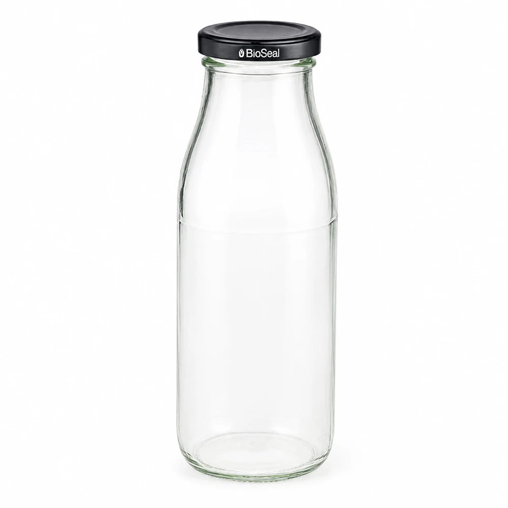 500ml Glasflasche + BioSeal Deckel schwarz UNiTWIST