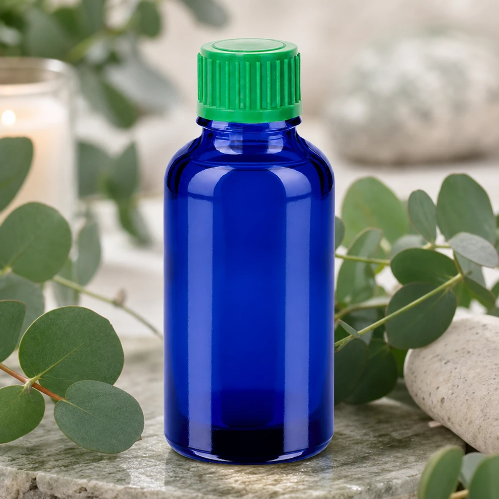 30ml Tropfflasche 0.8mm grün Standardverschluss BlueLine UT18/30 Vielseitige 30ml Glasflasche blau ideal für DIY-Kosmetik Seren und Tinkturen