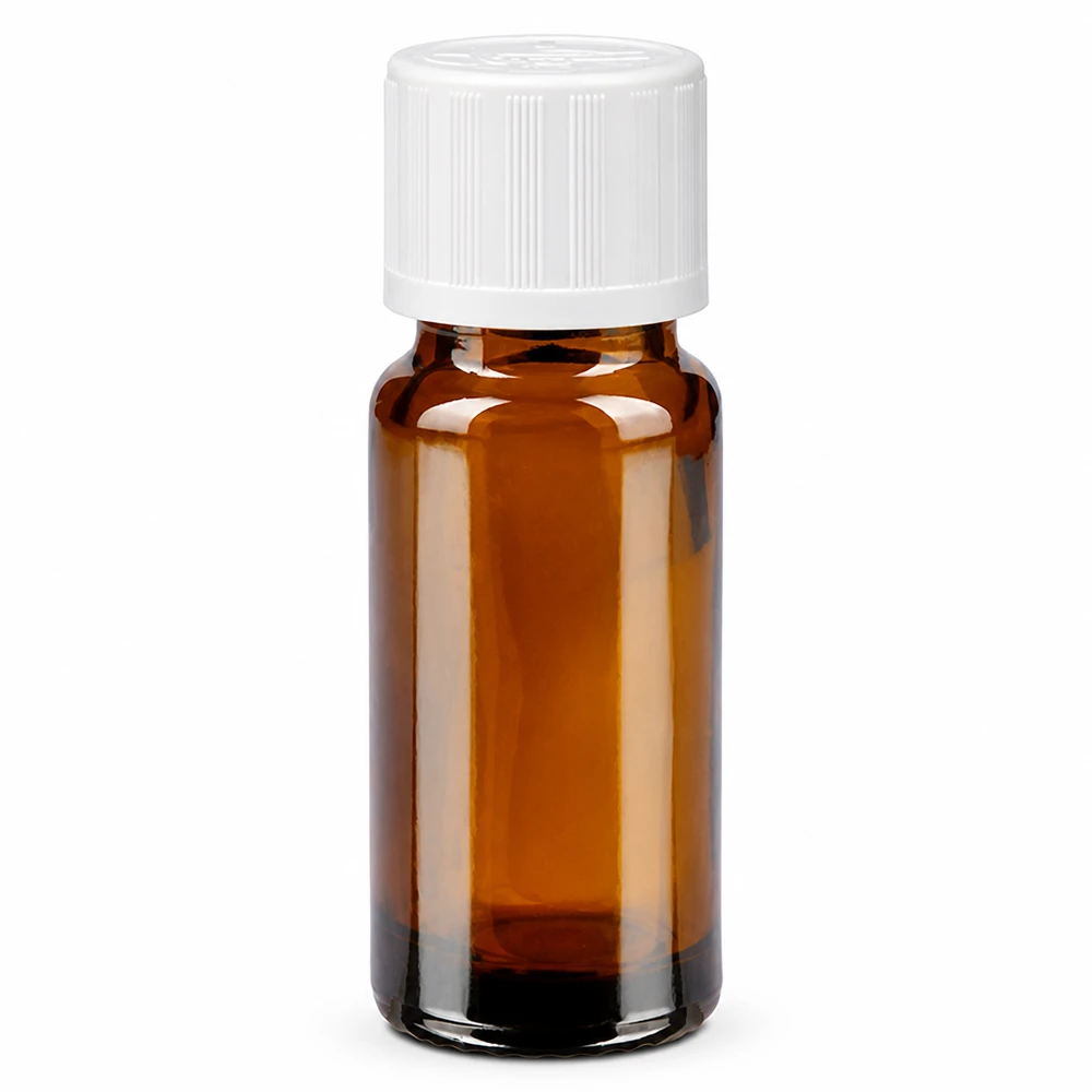 Apothekenflasche braun 10ml Schraubverschluss weiß Kindersicherung Standard Amber Glasflasche 10ml mit kindersicherem weißen Drehverschluss Apothekenqualität