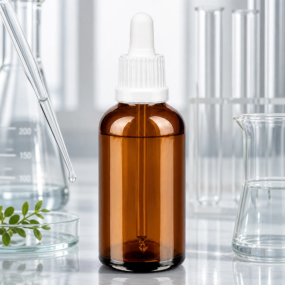 50ml Pipettenflasche weiß Originalitätsverschluss BrownLine UT18/50 UV-Schutz Pipettenflasche 50ml aus Braunglas für professionelle Anwendungen